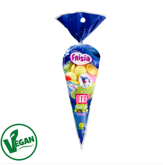 Frisia Sour Fruit Flavoured Flying Saucers Cone Bag 45g