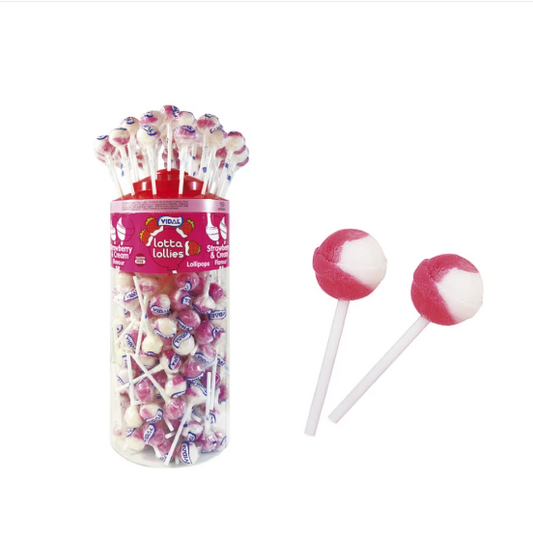 Vidal Lotta Lollies Strawberry & Cream Lollipops 150 Pack